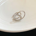 Geometric Double Loop Open Cuff Rings Gold and Silver view 6
