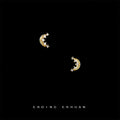 Gold Crescent Moon Stud Earrings Clear Zircon Accents view 3