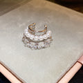 Layered Pearl and Crystal C-Shaped Statement Ear Cuffs view 7