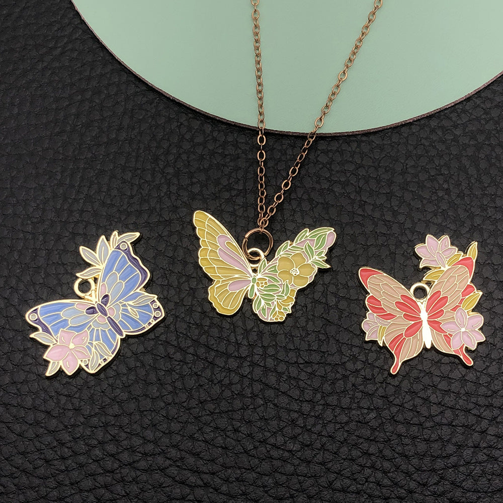 Zinc Alloy Flower Butterfly Charm Pendant for DIY Necklace Keychain Bag Jewelry Making
