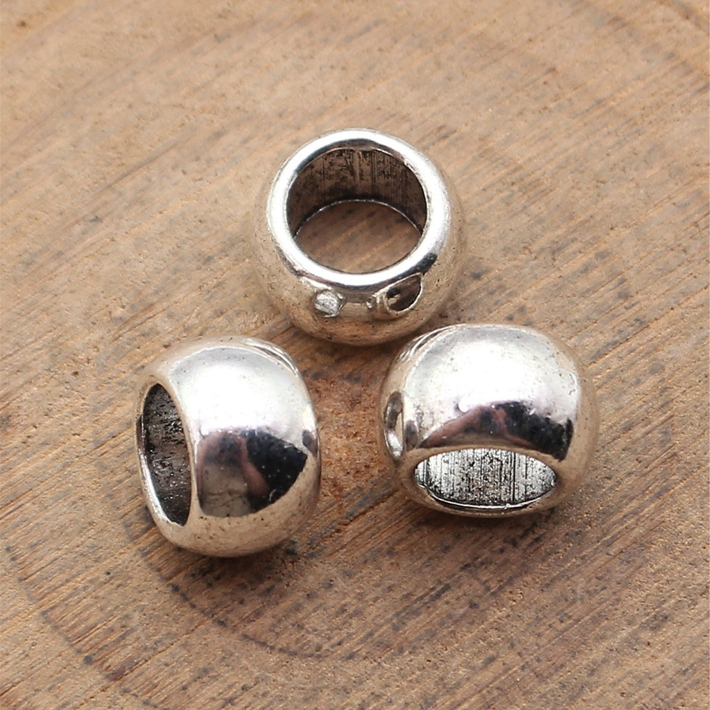 10x10x6mm 1.4g Platinum Tone Zinc Alloy Smooth Large Hole Spacer Beads for Vintage Bracelet Making