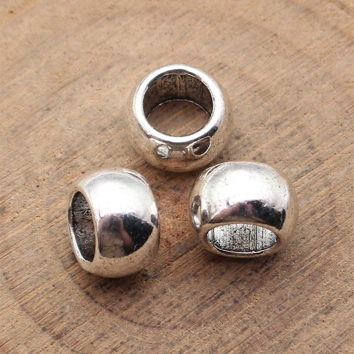 10x10x6mm 1.4g Platinum Tone Zinc Alloy Smooth Large Hole Spacer Beads for Vintage Bracelet Making