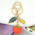Persimmon Enamel Keychain Gold Tone Lucky Fruit Bag Charm view 9