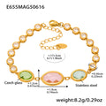 Gold Czech Glass Oval Bezel Link Bracelets Multi Color view 11