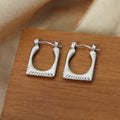 Ribbed Square Geometric Hoop Earrings Gold and Steel Finish view 3