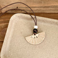 Woven Pendant Brown Cord Long Necklace Three Shapes view 7