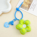 Padded Fabric Five Petal Flower Bag Charm with Beaded Loop view 10