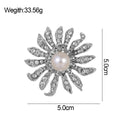 Sunflower Pearl Look Metal Brooch Pin for Jackets and Lapels view 2