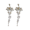 Silver Crystal Floral Chandelier Earrings with Long Drops view 5