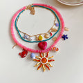 Blue Shell Chip Necklace Bracelet And Separate Multicolor Charm Necklace view 8