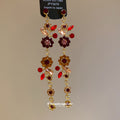 Crystal Floral Leaf Drop Earrings In Green And Red view 3