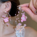 Floral Wire Hoop Earrings with Beaded Sprays in Two Colors view 3