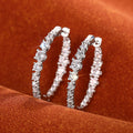Silver Round Stone Pavé Clear CZ Hoop Earrings Pair view 3