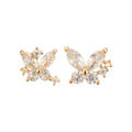 Silver Tone Crystal Butterfly Stud Earrings Statement Fashion Jewelry view 5