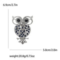 Antique Silver Openwork Owl Brooch Blue Multicolor Rhinestones view 4