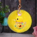 Jeweled Duck Keychains with Pom Pom and Plain Color Options view 1