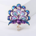 Enamel Crystal Peacock Brooch Blue Green Purple Styles view 2