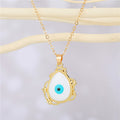 Gold Tone Ornate Teardrop Evil Eye Pendant Necklaces in Six Colors view 3