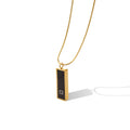 Black Rectangle G Letter Tag Pendant Necklace Gold Steel Rose Gold view 5