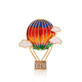 Red Gold Tone Air Balloon Crystal Enamel Metal Brooch Pin view 1