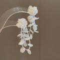 White Floral and Shell Drop Earrings with Beaded Tassels view 7