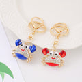 Rhinestone Enamel Crab Keychain Gold Clasp Two Colors view 2