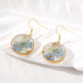 Round Pressed Blue Flower Resin Necklace and Earring Options view 7