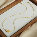 Gold Steel U-Lock Slider Snake Chain Pendant Necklaces view 4