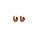 Cream C-Shape Geometric Hoop Stud Earrings Glossy Finish view 5