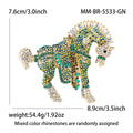 Colorful Crystal Horse Brooch With Faceted Crystals And Polished Metal Details view 5