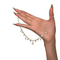 Silver Pearl Zircon Teardrop Fringe Collarbone Necklace view 5