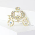 Gold Tone Pumpkin Carriage Brooch with Clear Crystals view 3
