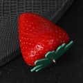 Fuzzy Strawberry Charm Pendant with Green Leaf Cap Two Colors view 2