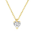 Heart Clear CZ Pendant Necklace Silver Gold Tone Cable Chain view 1