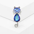 Crystal Cat Brooch Bow Teardrop Body Rhinestone Tail Pin view 9