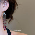 Gunmetal And Purple Crystal Tassel Hook Earrings Fashion Earrings view 3