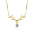 Gold Tone Antler Pendant Necklace with Clear Crystal Drop view 5
