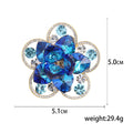 Large Layered Crystal Flower Brooch in Blue or Purple view 5