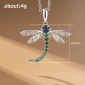 Blue And Green Stone Dragonfly Pendant Necklace In Silver Tone view 5