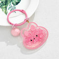 Glitter Bead Animal Face Keychain with Matching Bell Charm view 2