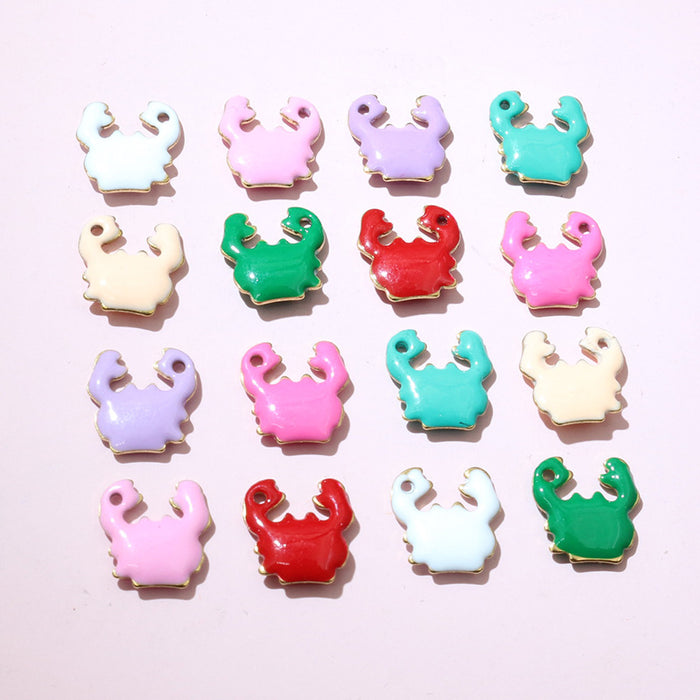 Tiny Enamel Crab Metal Charms in Nine Color Options