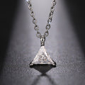 Gold Silver Triangle Clear Stone Pendant Cable Necklace view 2