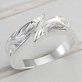 Silver Engraved Leaf Scroll Wrap Open Ring Sizes 6-10 view 1