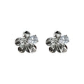 Silver Textured Ribbed Flower Stud Earrings Clear Zirconia view 5