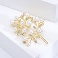 Gold Tone Berry Tree Brooch Rhinestone Leaf Accent Pin view 4