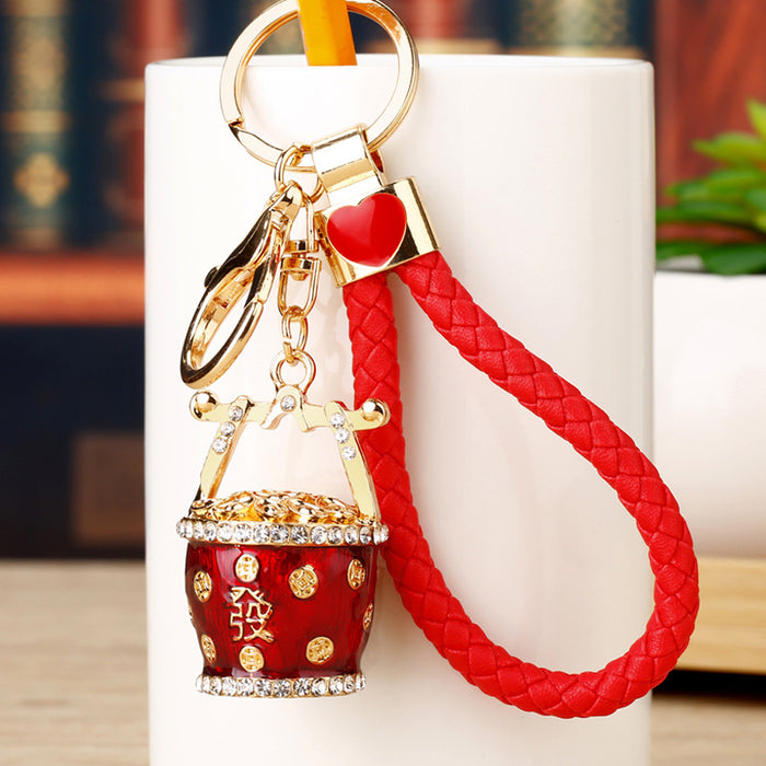 Fortune Bucket Keychains with Braided Wrist Strap Options in Eight Designs