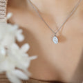 Oval Leaf Engraved Pendant Necklace Delicate Cable Chain view 4