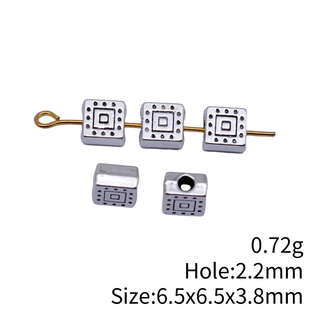 6.5x6.5x3.8mm 0.72g Antique Silver Zinc Alloy Square Small Hole Spacer Beads for DIY Bracelet Jewelry Making