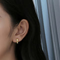 Gold X Cross Clear Stone Huggie Hoop Earrings Alloy view 3