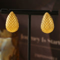 Gold Teardrop Mesh Scale Stud Earrings Copper Pair view 2
